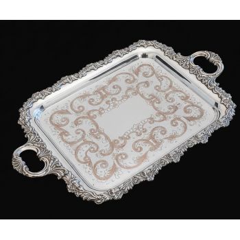 Gorgeous Silver Plated Old Sheffield Plate Style Serving Tray Bha Antique (#99909) 1