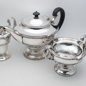 Celtic Lindisfarne Pattern Silver Plated 3 Piece Tea Service Set Atkin Bros (#99911) 1
