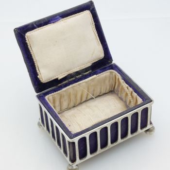 Antique Silver Plated & Velvet Pin Cushion Box Epns (#99921) 1