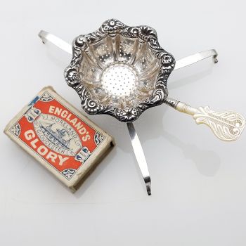 Danish Solid Silver & Mop Tea Strainer C.19th Antique Denmark (#99927) 1