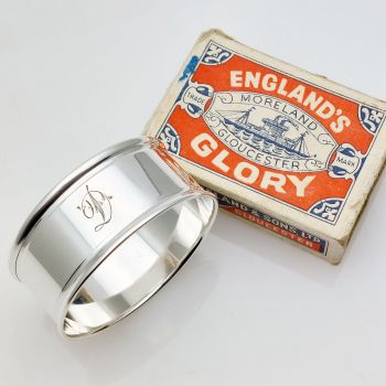 Sterling Silver Napkin Ring Initial 'd' Charles Horner Chester 1913 Antique (#99929) 1