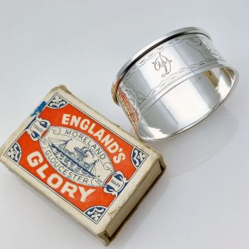 Sterling Silver Initial 'd' Napkin Ring - Ornate - Chester 1912 Antique (#99930) 1