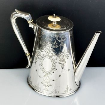Beautiful Silver Plated Coffee Pot - Swags & Birds - Antique (#99934) 1