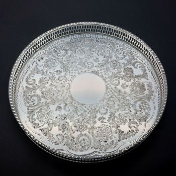 Fine Viners Chased Silver Plated Drinks Tray - Vintage (#99940) 1