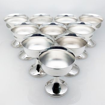 10x Silver Plated Ice Cream / Sundae Dishes Bowls - Ianthe - Vintage (#99942) 1