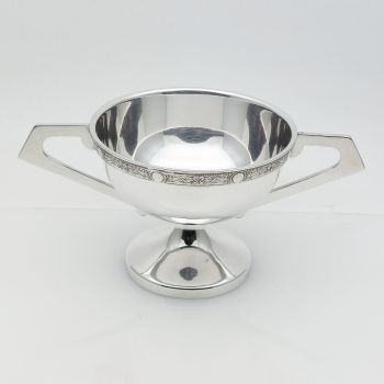 Celtic Lindisfarne Pattern Silver Plated Low Trophy Cup - Vintage (#99943) 1