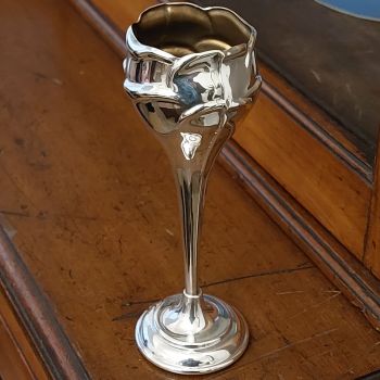Art Nouveau Style 6 Inch Silver Plated Stem Vase - Vintage (#99944) 1
