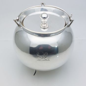 Antique Gypsy Cauldron Silver Plated Lided Bowl - Crested - Victorian (#99946) 1