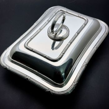 Fine Antique Silver Plated Double Entrée Dish Reed & Ribbon Hc&co (#99954) 1