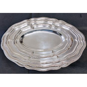 Antique Graduating Set Of 4 Serving Platters Trays Silver Plated Sheffield (#99958) 1