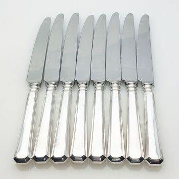 Grecian Pattern - Set Of 8 Dinner Knives Silver Plated & Steel United Cutlers (#99975) 1