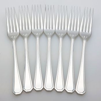 Grecian Pattern Set Of 7 Side Dessert Forks Silver Plated Epns A1 Sheffield (#99977) 1