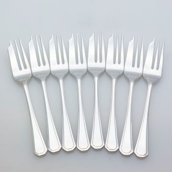 Grecian Pattern Set Of 8 Cake Forks Silver Plated Epns A1 Sheffield (#99979) 1