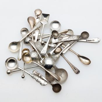 Bulk Lot 26x Sterling Silver Salt & Mustard Spoons - 123g (#99985) 1