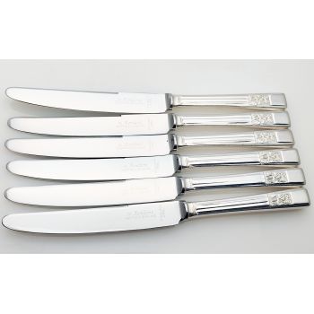 De Montfort Plate Set Of 6 Dinner Knives Silver Plated Handles Cutlery (#99991) 1