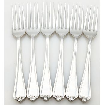 Jesmond Pattern - Set Of 6 Side / Dessert Forks - Epns Silver Plated - Vintage (#99993) 1