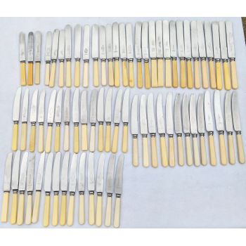 Job Lot of 70x Faux Bone Handled Dinner & Side / Dessert Cutlery - Vintage (#100591)