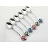 Vintage Silver Plated & Enamel Coffee Spoons Set - Cased (#100735) 3