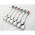 Vintage Silver Plated & Enamel Coffee Spoons Set - Cased (#100735) 6