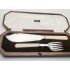 Good Pair Of Faux Bone Handled Fish Servers Silver Plated - Cased - Antique (#100742) 4