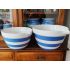 Tg Green Cornishware 2x Huge Pudding Bowls 9+6 Pint C. 1930 Early Church (#48951) 2