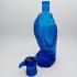 Vintage Italian Eagle Blue Glass Decanter Bottle (#59572) 2