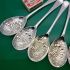 6x Zigzag Pattern Berry Bowl Serving Spoons - Antique Silver Plated Epns (#60767) 2