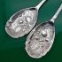 Pair Berry Bowl Serving Spoons - Harebell - Potter Silva Nickel Silver - Antique (#60768) 2