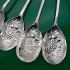 4x Reed & Ribbon Pattern Berry Bowl Serving Spoons - Silver Plated Antique Epns (#60774) 3
