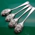 4x Reed & Ribbon Pattern Berry Bowl Serving Spoons - Silver Plated Antique Epns (#60774) 5