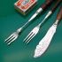 Wooden Handled Butter Spreader & Pickle Forks Silver Plated Vintage Antique (#61479) 2