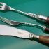 Wooden Handled Butter Spreader & Pickle Forks Silver Plated Vintage Antique (#61479) 5