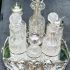 Ornate Victorian 6 Bottle Cruet Set Silver Plated & Glass Antique (#61616) 6