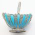 Ornate Antique Sugar Basket With Pale Blue Glass Liner Silver Plated (#61895) 2