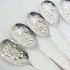 6x Zigzag Pattern Berry Bowl Serving Spoons Silver Plated Epns (#61980) 2