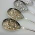 5x Reed & Ribbon Repousse Berry Bowl Serving Spoons Silver Plated Epns (#61986) 2