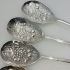 5x Reed & Ribbon Repousse Berry Bowl Serving Spoons Silver Plated Epns (#61986) 3