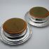 Splendid Pair Elkington 1859 Wine Bottle Coasters Silver Plated Odlum Crest (#99520) 5