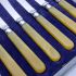 Vintage Cased Tea Butter Knives Silver Plated Amber Color Handles (#99642) 2