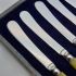 Vintage Cased Tea Butter Knives Silver Plated Amber Color Handles (#99642) 3