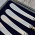 Vintage Cased Tea Butter Knives Silver Plated Amber Color Handles (#99642) 4