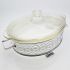 Art Deco Casserole Dish Stand With Pyrex Glass Bowl Silver Plated (#99797) 3