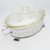 Art Deco Casserole Dish Stand With Pyrex Glass Bowl Silver Plated (#99797) 9