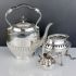 Semi-fluted Spirit Tea Kettle On Stand With Burner W&h - Antique (#99914) 3