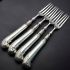 Georgian Style Pistol Grip 4 Pairs Of Dessert Knives And Forks Silver Plated (#99949) 7