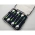 Vintage Silver Plated Green Coffee Bean Spoons Cased Epns (#99995) 2