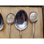 Cased Set Of 6 Chinese Good Luck Spoons - Silver Plated & Mop (#100045) 2