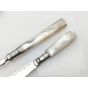 Lovely Antique Carved Mother Of Pearl Silver Plated Pickle Fork + Spreader (#100107) 2