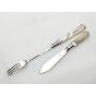 Lovely Antique Carved Mother Of Pearl Silver Plated Pickle Fork + Spreader (#100107) 3