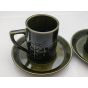 Portmeirion Olive Green Totem 2x Regular Coffee Mugs & Saucers (#100682) 2